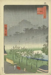 Paulownia Plantation at Akasaka in the Evening Rain